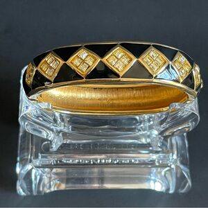 Vintage Swarovski Crystal black Enamel Bangle